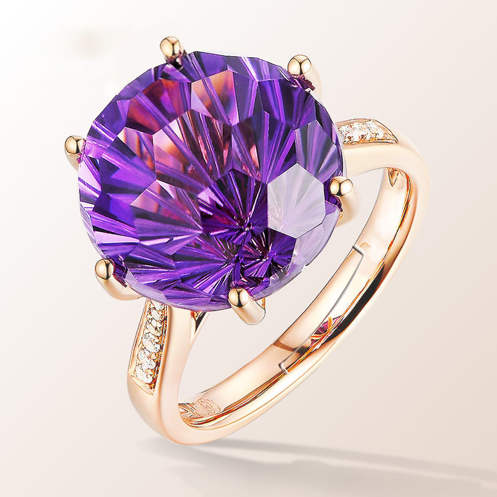 Six-claw Amethyst Elegant Colored Gemstone Ring