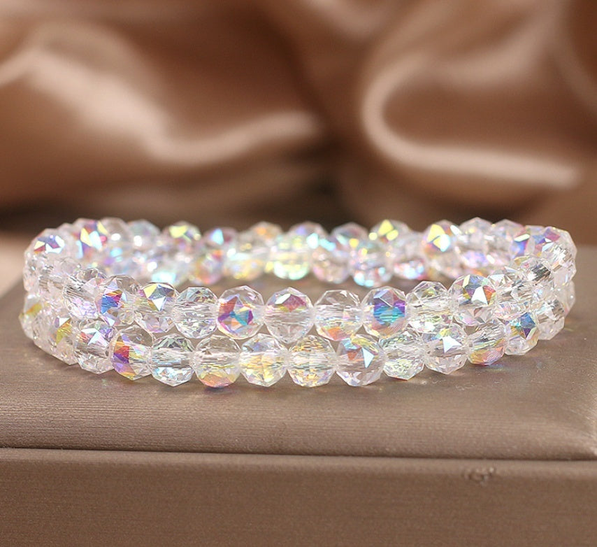 Double-layer Crystal Bracelet Women's Light Luxury Super Shiny White
