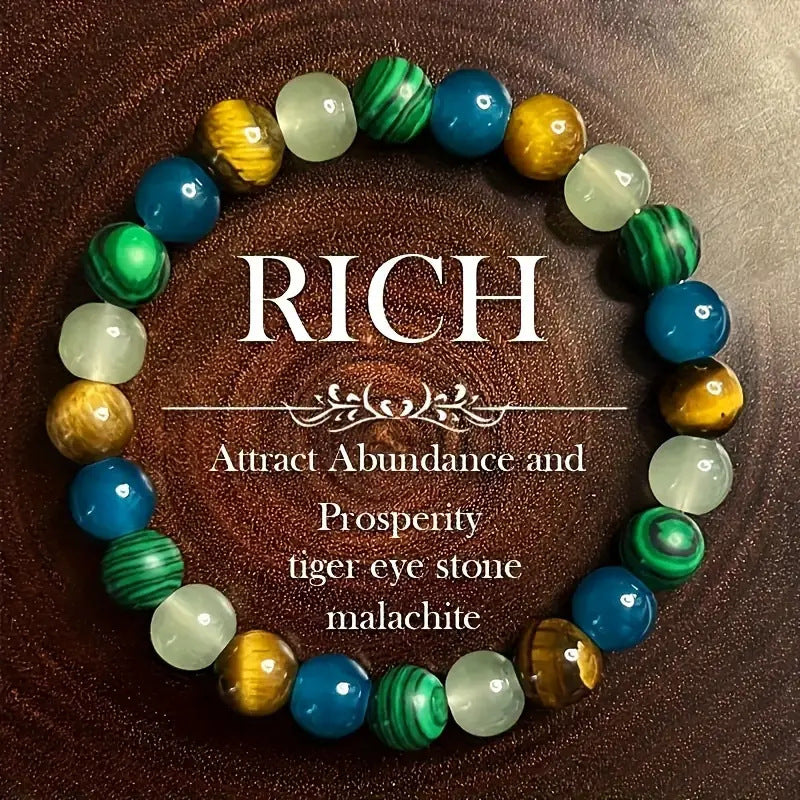 Xi Yin TK Bracelet Tigereye Amethyst Malachite Agate Watermelon Tourmaline Turquoise Bracelet