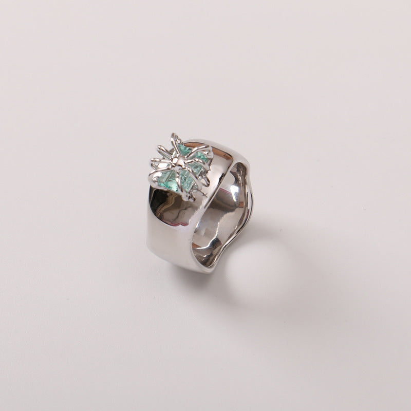 The Same Simple Gemstone Ring Combination Ring Female