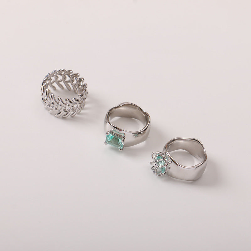 The Same Simple Gemstone Ring Combination Ring Female