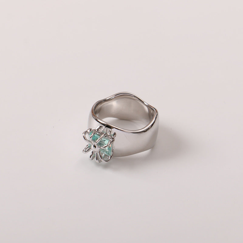 The Same Simple Gemstone Ring Combination Ring Female