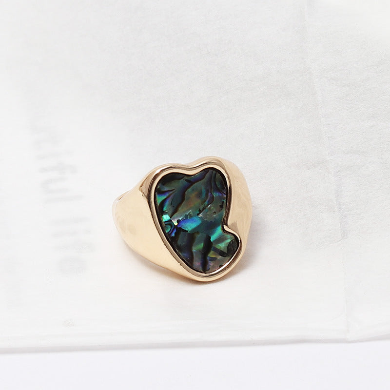 Eye coin triangle gemstone ring