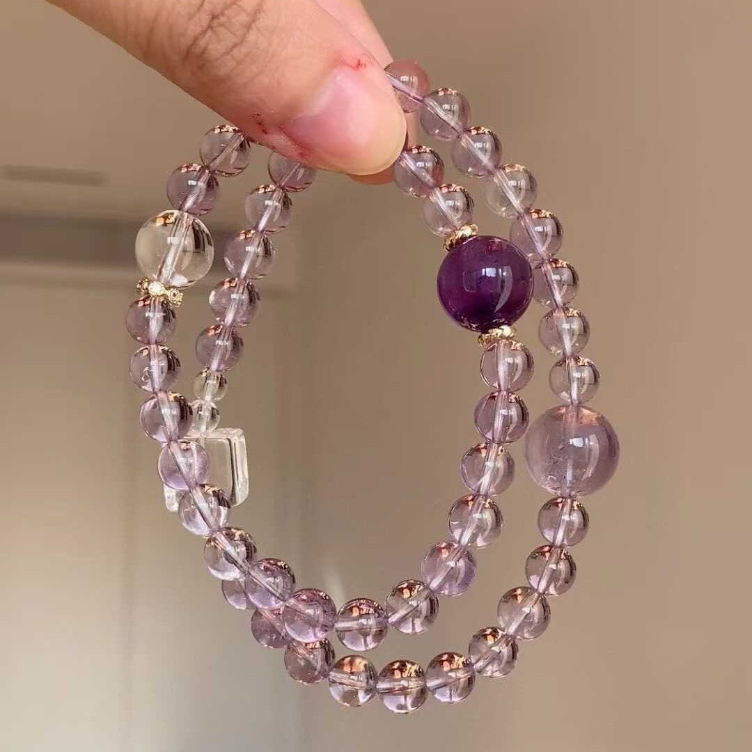Gemstone Pendant Artificial Amethyst Bracelet For Women