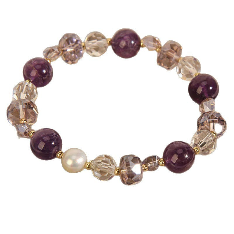 Gemstone Pendant Artificial Amethyst Bracelet For Women
