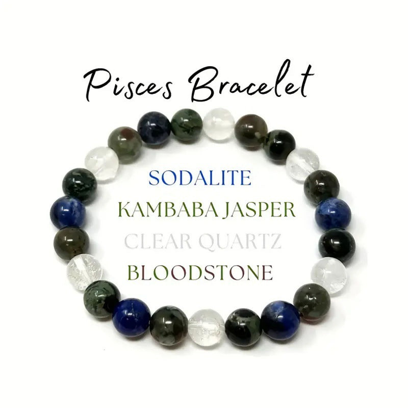 Twelve Constellations Bracelets Female Male Natural Stone Beaded