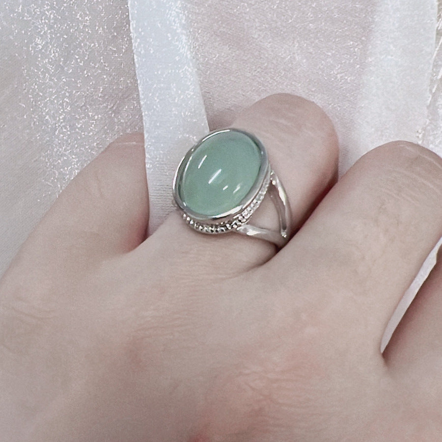 Simple Mosaic Jade Women's Vintage Alloy Ring