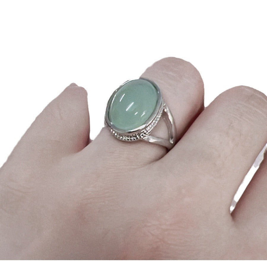 Simple Mosaic Jade Women's Vintage Alloy Ring
