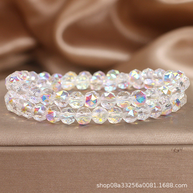 Double-layer Crystal Bracelet Women's Light Luxury Super Shiny White