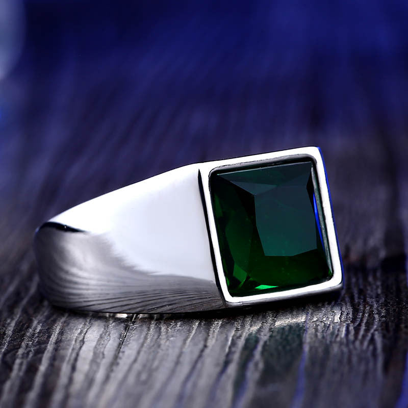 Stainless Steel Gemstone Simple Ring