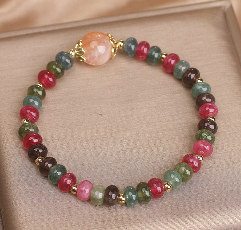 Retro Natural Tourmaline Multi-layer Crystal Bracelet