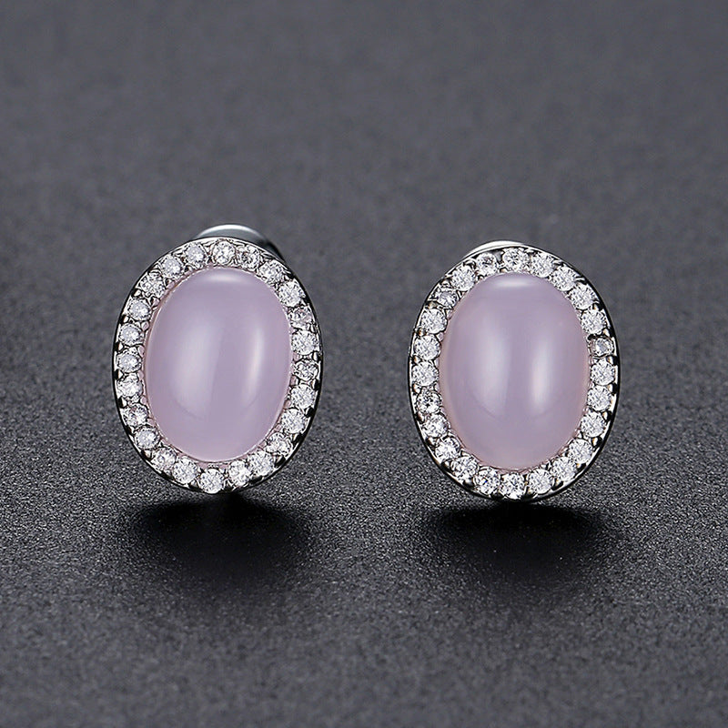 Jewelry Gift Gemstone Stud Earrings Brass Zircon