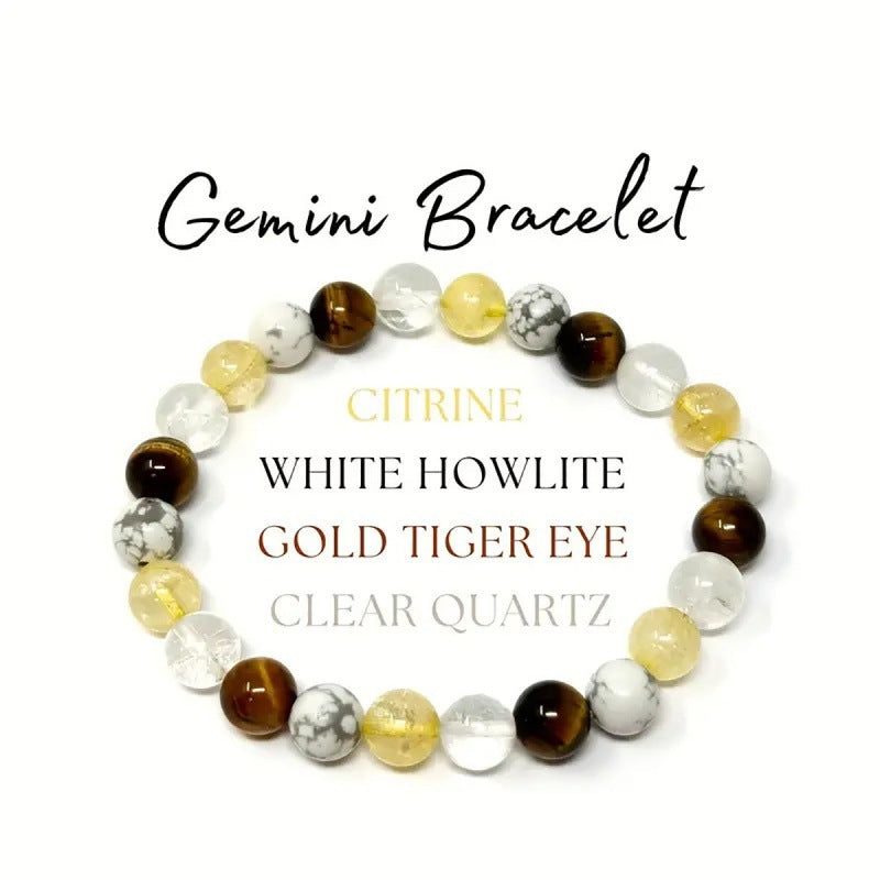 Twelve Constellations Bracelets Female Male Natural Stone Beaded