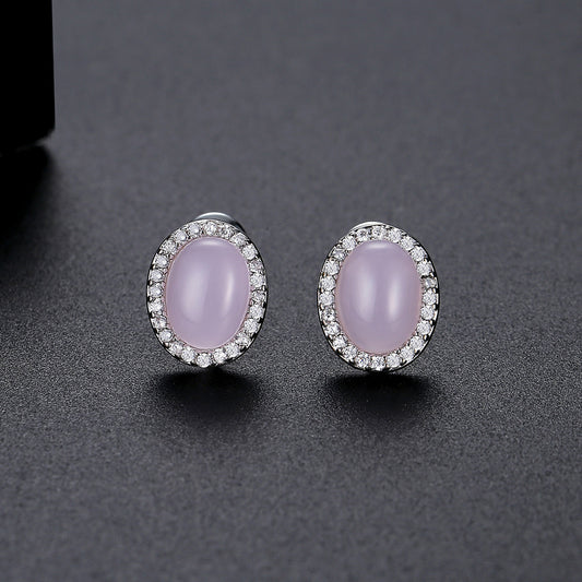 Jewelry Gift Gemstone Stud Earrings Brass Zircon