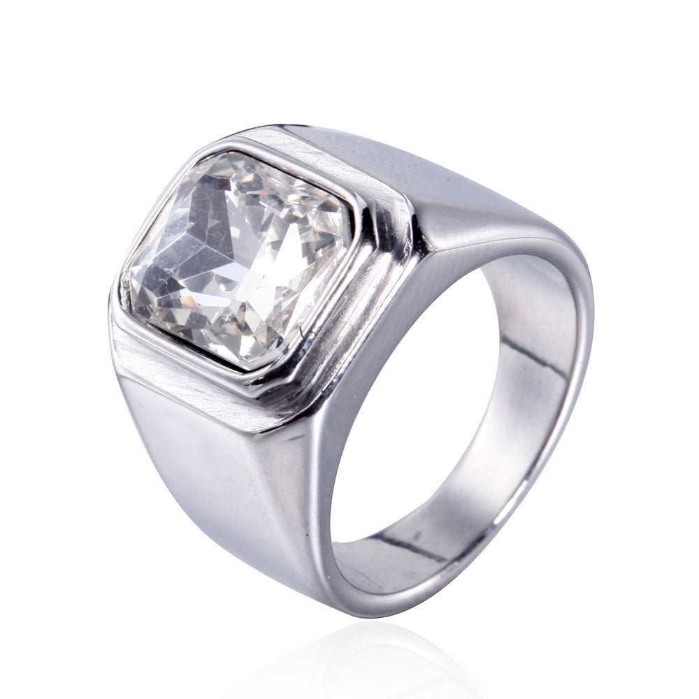 Stainless Steel Gemstone Men's Ring
