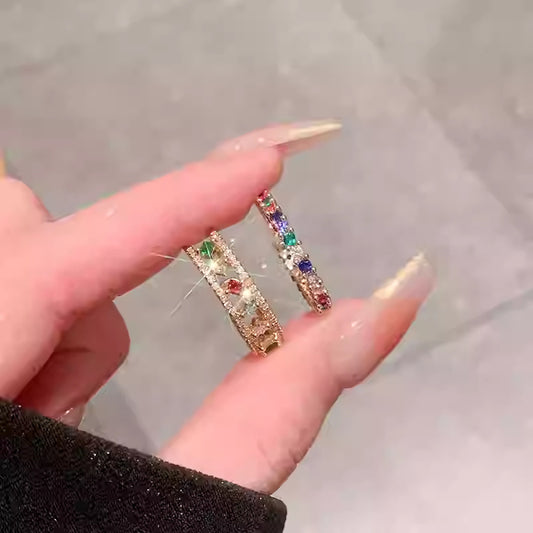 Rainbow Gemstone Ring For Female Niche