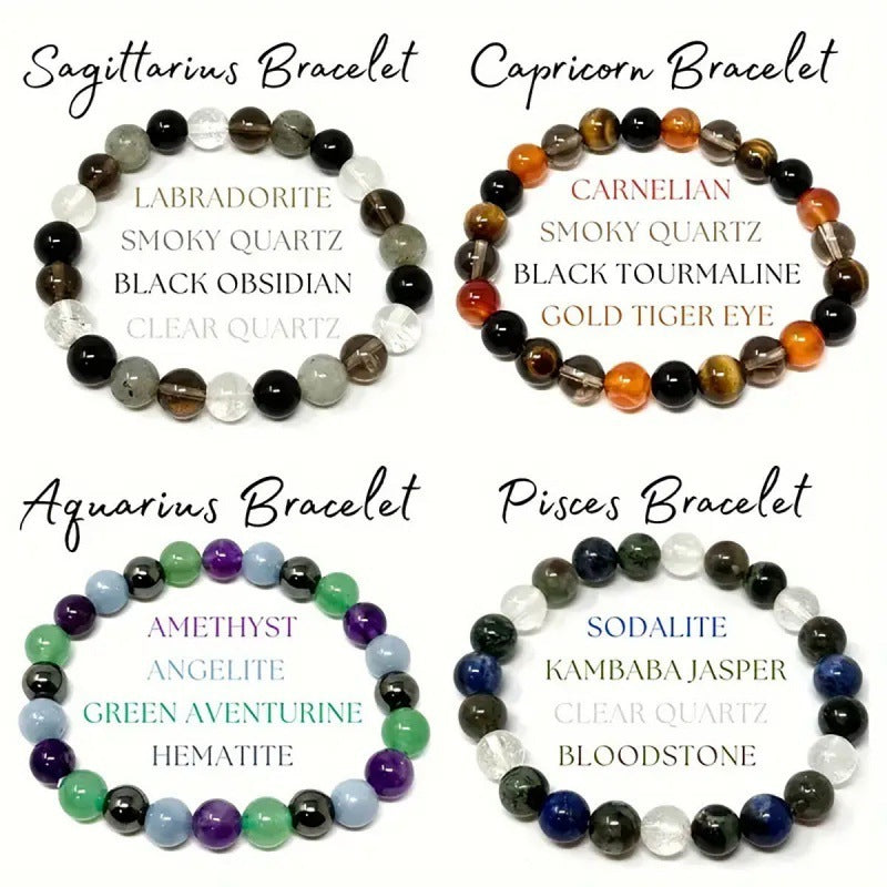 Twelve Constellations Bracelets Female Male Natural Stone Beaded