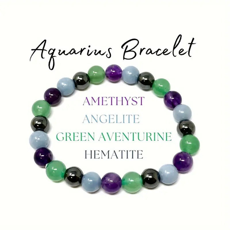 Twelve Constellations Bracelets Female Male Natural Stone Beaded