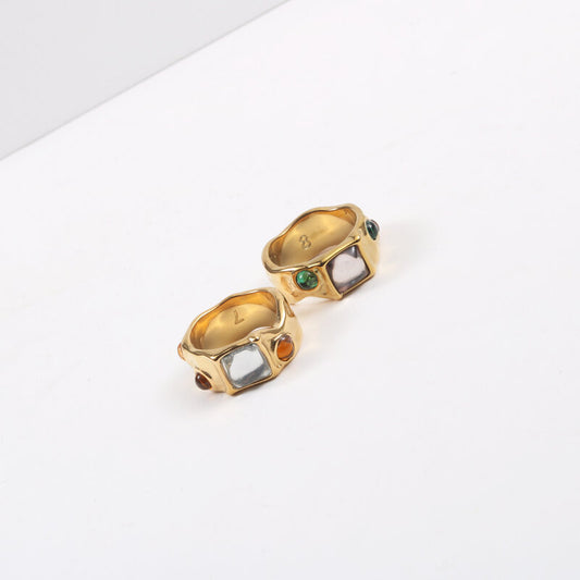 Diamond Gemstone Ring Female Simple Retro Europe And America Personality