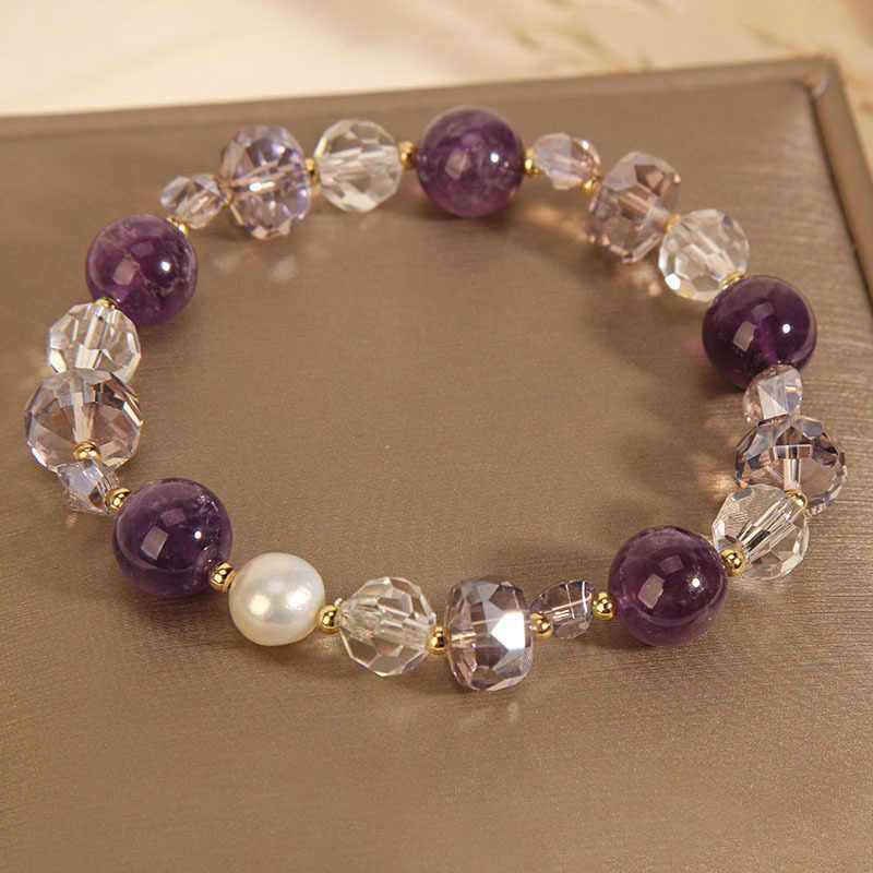 Gemstone Pendant Artificial Amethyst Bracelet For Women