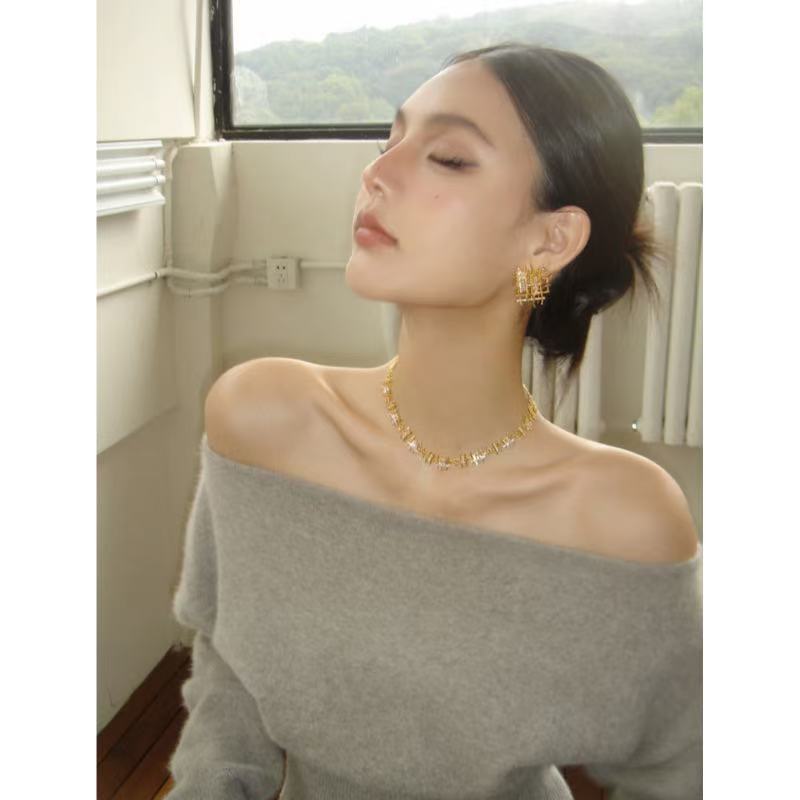 Niche Vintage Weave Gemstone Necklace