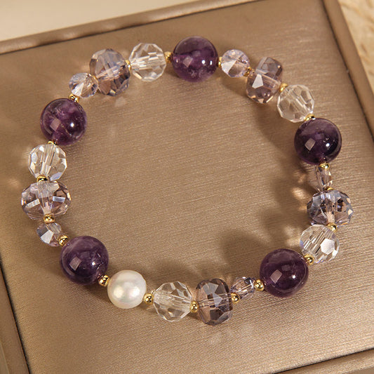 Gemstone Pendant Artificial Amethyst Bracelet For Women