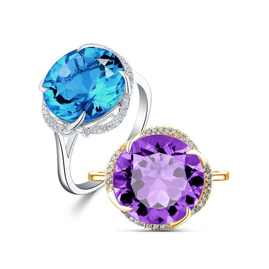 Topaz colored gemstone ring female