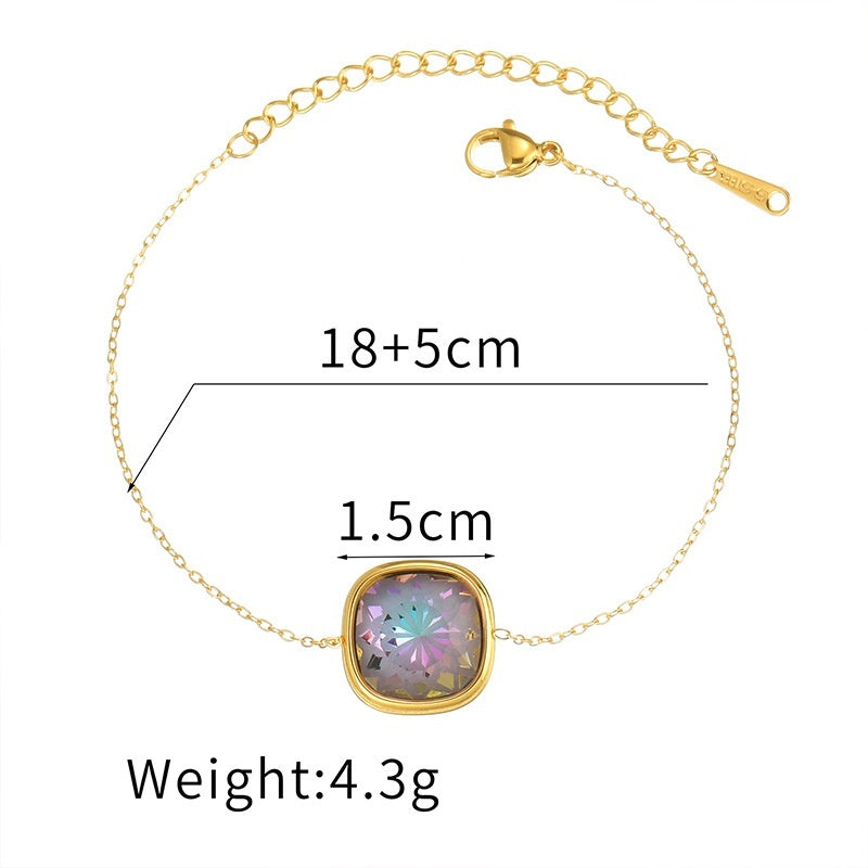 Female Stainless Steel Colored Gemstone Bracelet