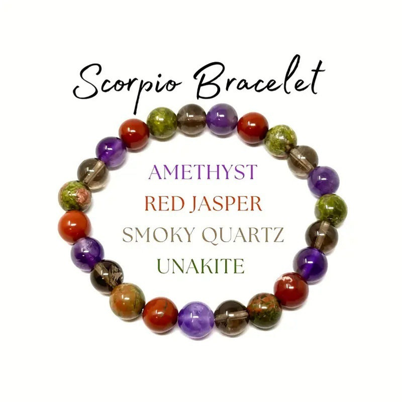 Twelve Constellations Bracelets Female Male Natural Stone Beaded