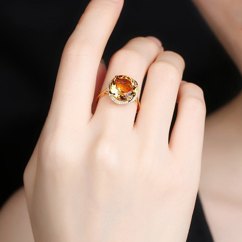 Topaz colored gemstone ring female