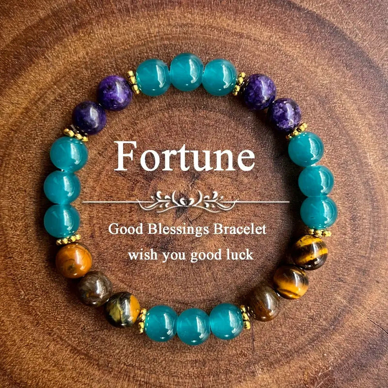 Xi Yin TK Bracelet Tigereye Amethyst Malachite Agate Watermelon Tourmaline Turquoise Bracelet