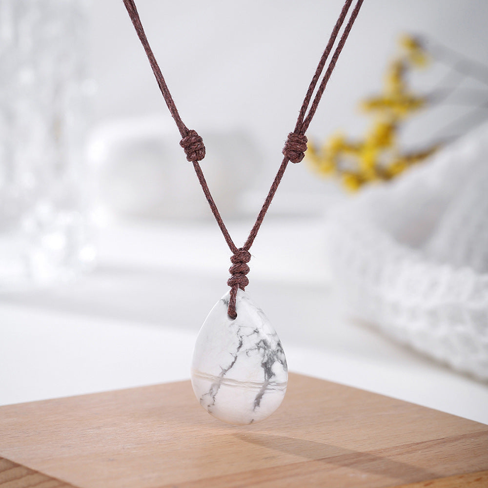 Natural Crystal Pendant Small Water Drop Necklace Hand-woven