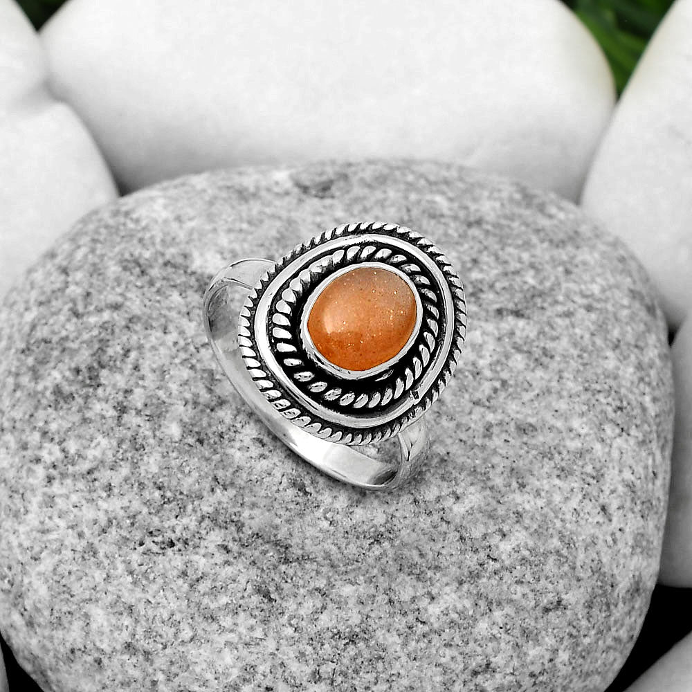 Natural Sunstone - Namibia Ring size-8 R-1097 SDR166210-1