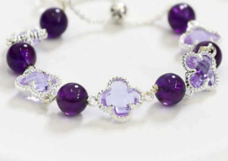 Gemstone Pendant Artificial Amethyst Bracelet For Women