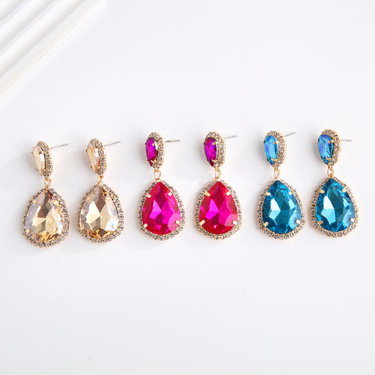 Multi-layer Drop-shaped Glass Rhinestone Metal Alloy High-grade Trending Earrings