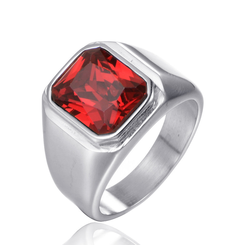 Stainless Steel Gemstone Men's Ring