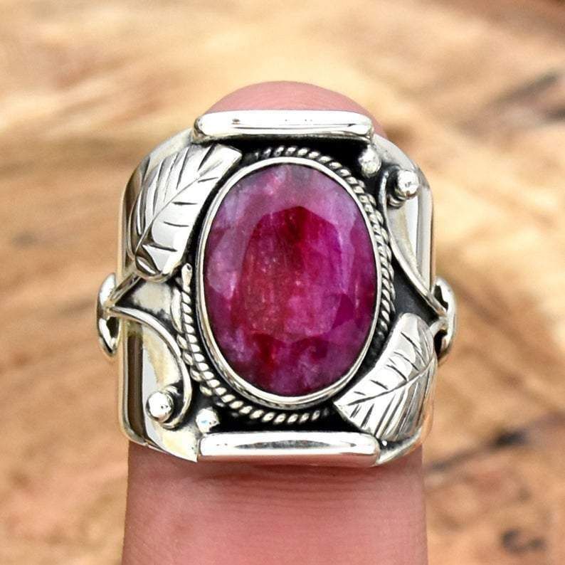 Creative Retro Simple Ancient Silver Gemstone Ring