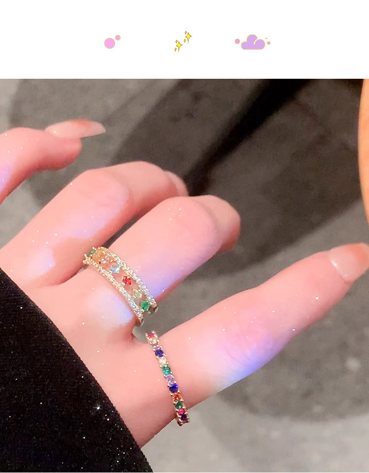 Rainbow Gemstone Ring For Female Niche