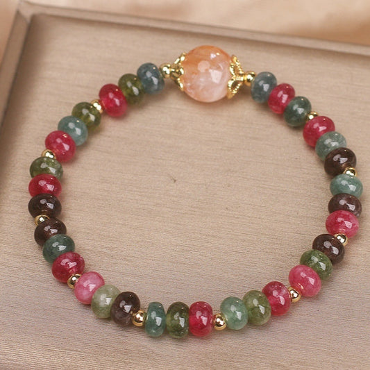 Retro Natural Tourmaline Multi-layer Crystal Bracelet