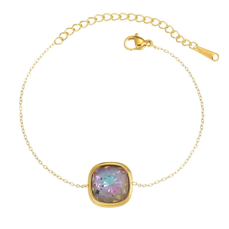 Female Stainless Steel Colored Gemstone Bracelet
