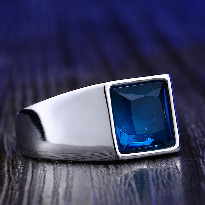 Stainless Steel Gemstone Simple Ring