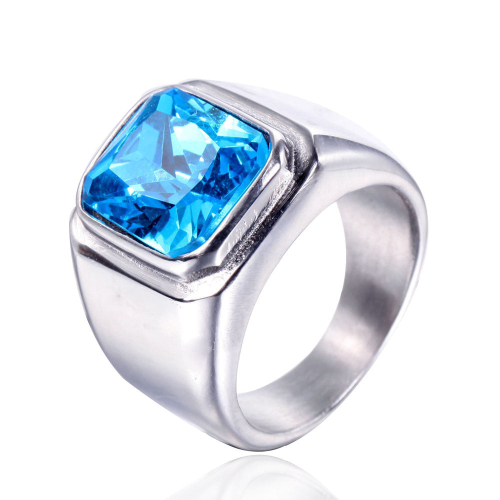 Stainless Steel Gemstone Men's Ring