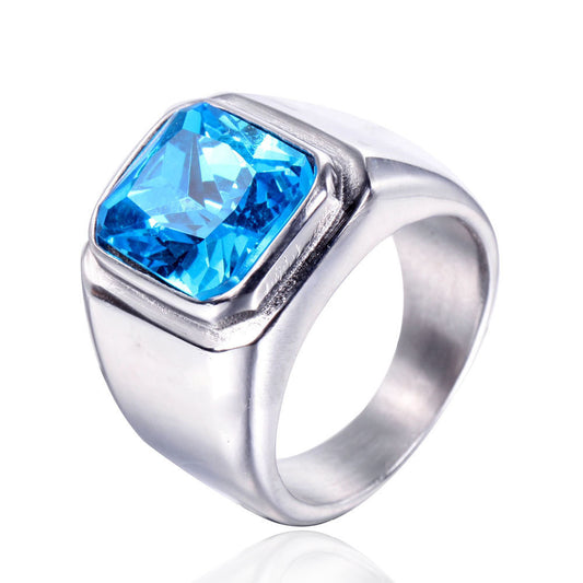 Stainless Steel Gemstone Men's Ring
