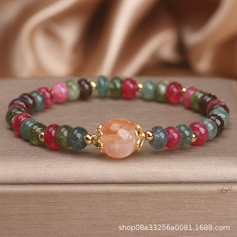 Retro Natural Tourmaline Multi-layer Crystal Bracelet