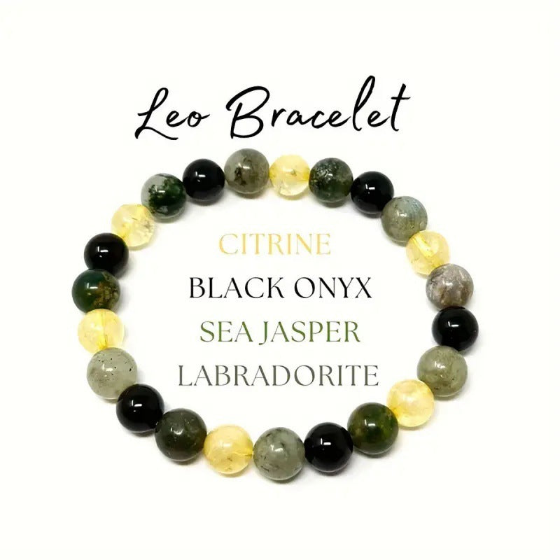 Twelve Constellations Bracelets Female Male Natural Stone Beaded