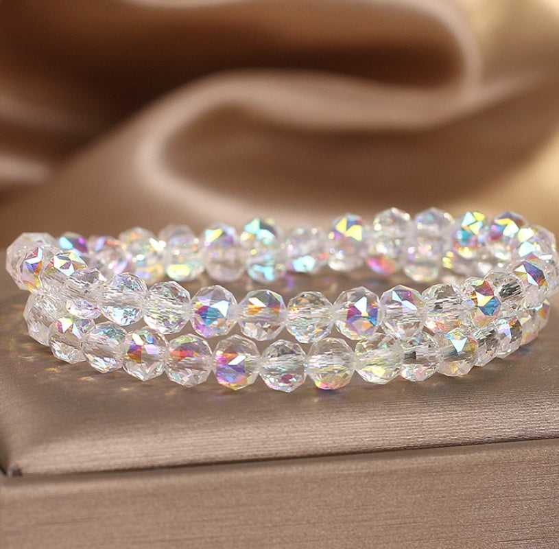 Double-layer Crystal Bracelet Women's Light Luxury Super Shiny White