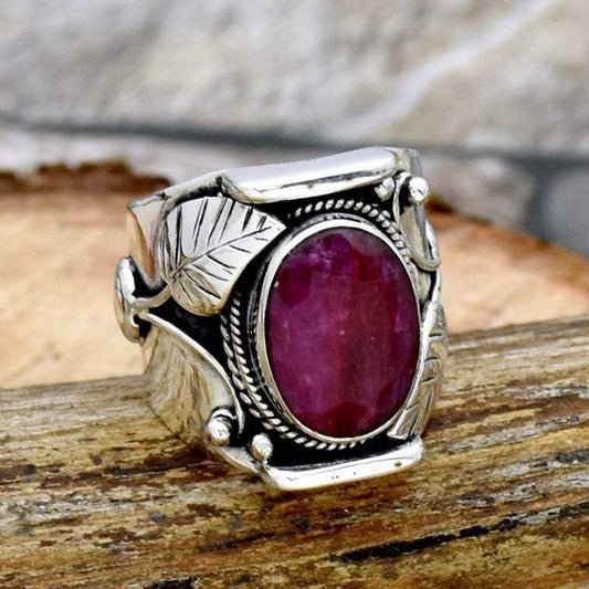 Creative Retro Simple Ancient Silver Gemstone Ring