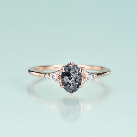Simple Rose Gold Gemstone S925 Sterling Silver Black Hair Crystal Ring