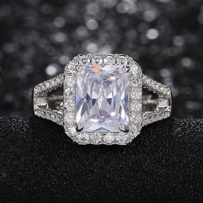 High-end Luxury Elegant Princess Rectangular Zircon Necklace