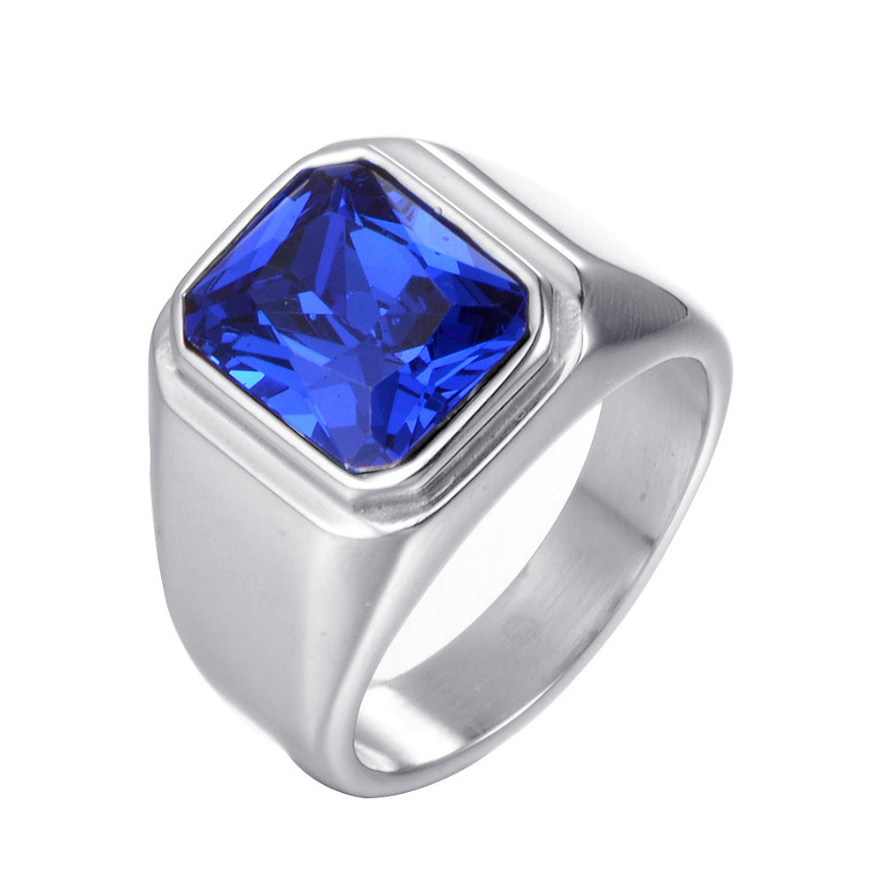 Stainless Steel Gemstone Men's Ring